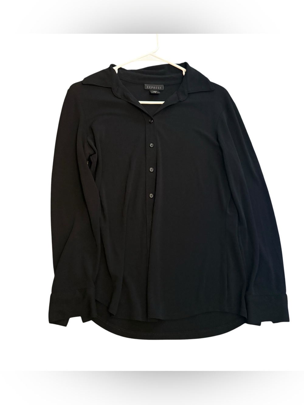 Express Shirt Blouse Black Button-Up Collared Shirt